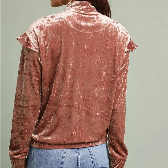 Anthropologie Sabina Musayev Pink Blushed Velvet Bomber Jacket (Sz Small) - Picture 4 of 11